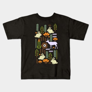 Bunny and deer in the garden Kids T-Shirt
